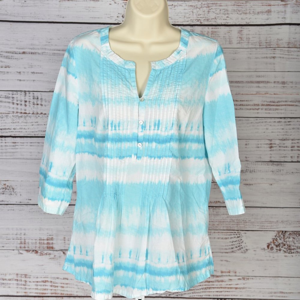 J Jill Tie Dye Woven Cotton Blouse Size S {EX+}